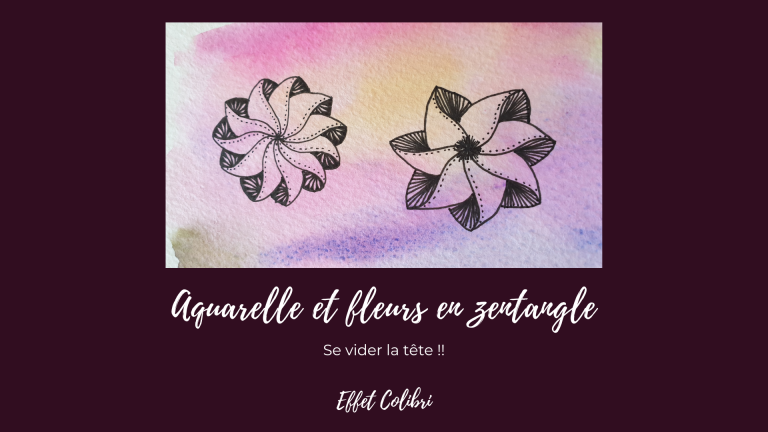 Aquarelle et fleurs en zentangle